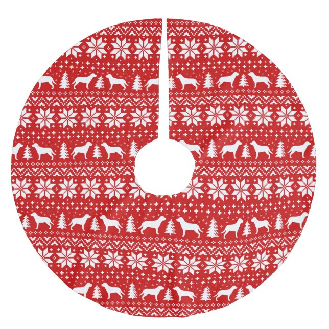 Greater Swiss Mountain Dogs Christmas Pattern Red Brushed Polyester Tree Skirt (Front)