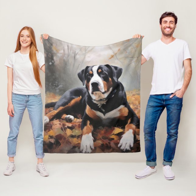 Greater Swiss Mountain  in Autumn Leaves Fall Fleece Blanket (In Situ)