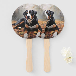 Greater Swiss Mountain in Autumn Leaves Fall Hand Fan