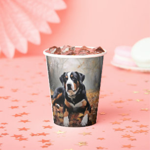 Greater Swiss Mountain  in Autumn Leaves Fall Paper Cups