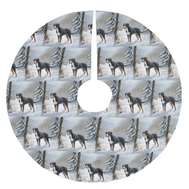 Greater Swiss Mountain Let It Snow Christmas Brushed Polyester Tree Skirt (Front)