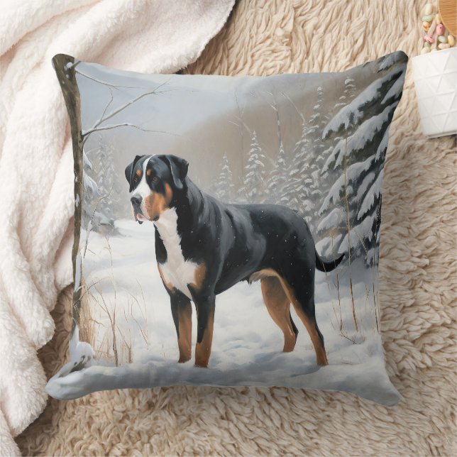 Greater Swiss Mountain Let It Snow Christmas Cushion (Blanket)
