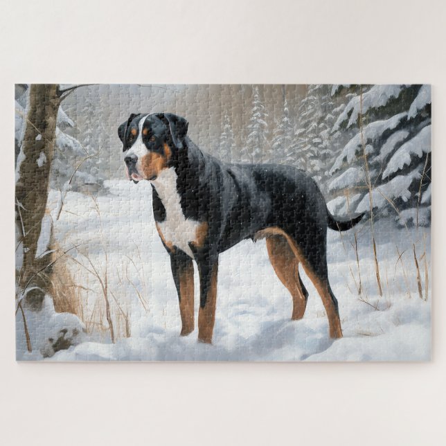 Greater Swiss Mountain Let It Snow Christmas Jigsaw Puzzle (Horizontal)