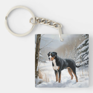 Greater Swiss Mountain Let It Snow Christmas Key Ring
