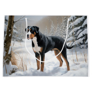 Greater Swiss Mountain Let It Snow Christmas Large Gift Bag