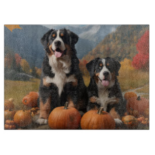 Greater Swiss Mountain Pup Autumn Delight Pumpkin Cutting Board