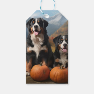 Greater Swiss Mountain Pup Autumn Delight Pumpkin Gift Tags