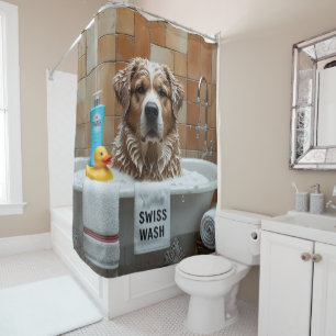 Greater Swiss Mountain Sloppy Sleepy Cute Funny Shower Curtain