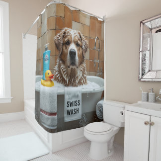 Greater Swiss Mountain Sloppy Sleepy Cute Funny Shower Curtain