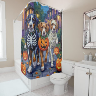 Greater Swiss Mountain Trick-or-Treating Halloween Shower Curtain