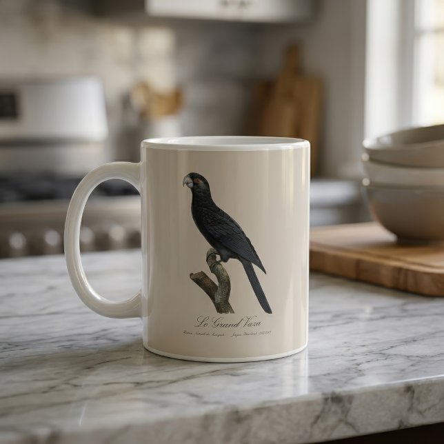Greater Vasa Parrot, Coracopsis Vasa Illustration Coffee Mug (Greater Vasa Parrot, Coracopsis Vasa Illustration. Coffee Mug)