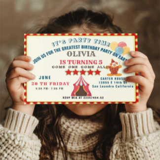 GREATEST 5TH  Birthday Party Circus THEME Invitation