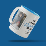 Greatest Abuelo Father's Day 2 Photo Two-Tone Coffee Mug<br><div class="desc">Modern grandfather family mug featuring 2 photos for you to replace with your own,  the saying "the world's greatest abuelo",  a blue heart,  and the kids names.</div>
