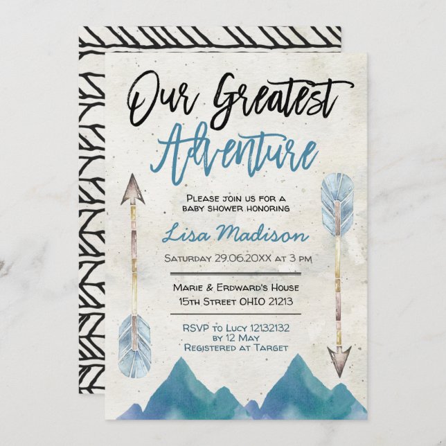 Greatest adventure baby shower invitation (Front/Back)