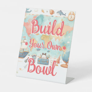 Greatest Adventure Map Girl Baby Shower Bowl Bar Pedestal Sign