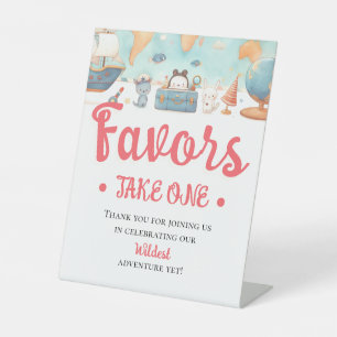 Greatest Adventure Map Girl Baby Shower Favors Pedestal Sign