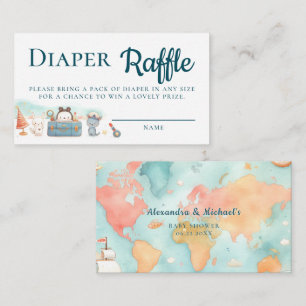 Greatest Adventure Teal Diaper Raffle Baby Shower Enclosure Card