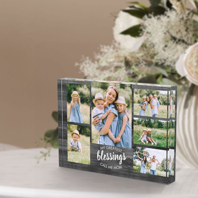 Greatest Blessings Call me Mum 6 Photo Grey Wood (Creator Uploaded)