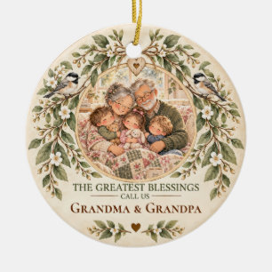 Greatest Blessings Call Us Grandma & Grandpa Ceramic Tree Decoration