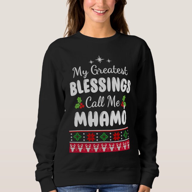 Greatest Blessings Irish Grandma Mhamó Christmas Sweatshirt (Front)