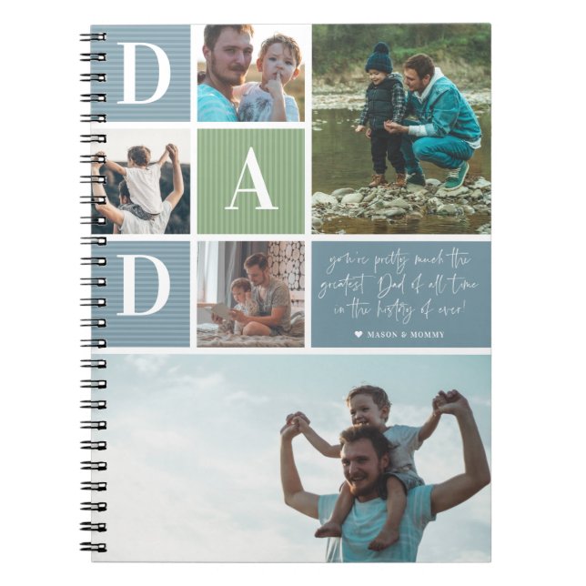 Greatest Dad | Colour Block Photo Collage Notebook (Front)