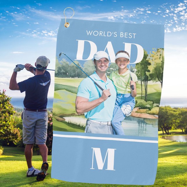 Greatest Dad Custom Photo Monogram Golf Course Towel (Creator Uploaded)