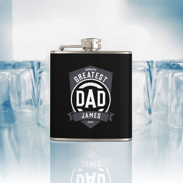 Greatest Dad Ever Modern Father's Day Gift Hip Flask (Creator Uploaded)