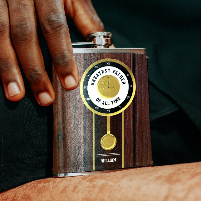 Greatest Father of all Time Grandfather Clock Hip Flask (Greatest Father of all Time Grandfather Clock Flask)