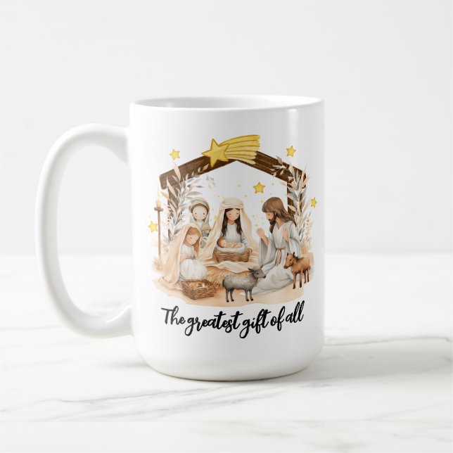Greatest Gift  of all Jesus Christmas Nativity  Coffee Mug (Left)