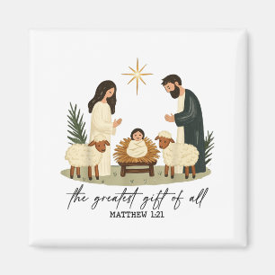 Greatest Gift Of All Nativity Scene Christian Chri Magnet