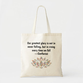 Greatest Glory Confucius quote colourful lotus Tote Bag