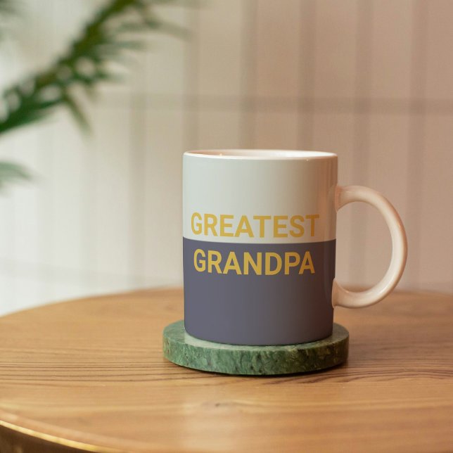 Greatest Grandpa Blue Gold Editable Coffee Mug (Creator Uploaded)