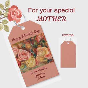 Greatest Mum Mother's Day Floral Roses Gift Tags