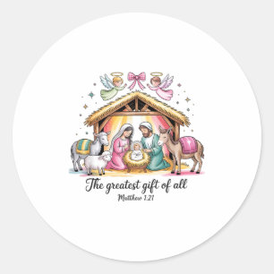 Greatest Of All Nativity Design Festive Apparel Classic Round Sticker