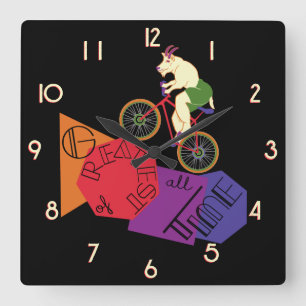 Greatest of All Time mountain biking goat Square Wall Clock