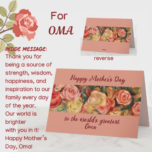 'Greatest Oma' Mother's Day Dutch/German Grandma Card