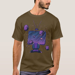 Greatest Show Off Earth Space Cadet Watching TV in T-Shirt