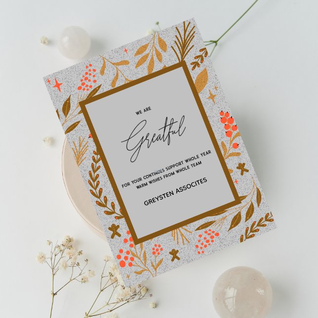 Greatful Elegant script Yourlogo Bulk Holiday card (Greatful Business Holiday card)