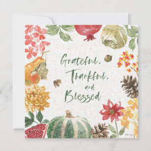 Greatful, Thankful, and Blessed Harvest Holiday Card