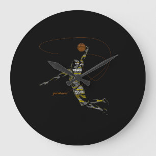Greatness Basketball Typography Large Clock