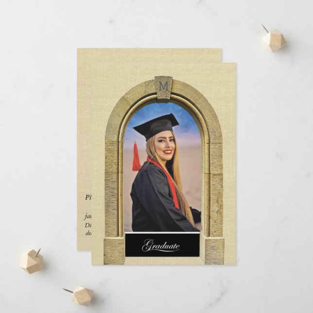 Greco-Roman Arch design Grad Party Invitation (Front/Back In Situ)