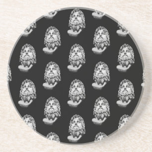 Greco Roman Marble Bust Classical Black and White  Coaster