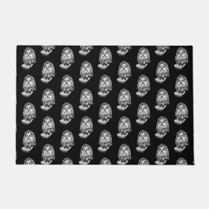 Greco Roman Marble Bust Classical Black and White Doormat
