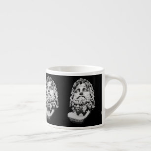 Greco Roman Marble Bust Classical Black and White Espresso Cup