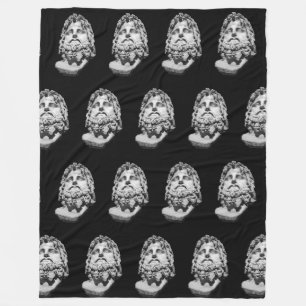 Greco Roman Marble Bust Classical Black and White Fleece Blanket