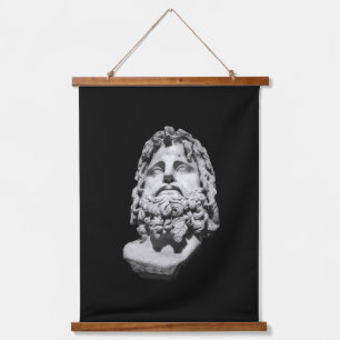 Greco Roman Marble Bust Classical Black and White Hanging Tapestry