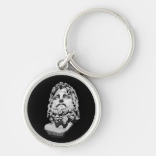 Greco Roman Marble Bust Classical Black and White Key Ring
