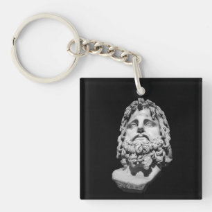 Greco Roman Marble Bust Classical Black and White  Key Ring