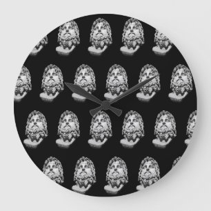 Greco Roman Marble Bust Classical Black and White  Large Clock