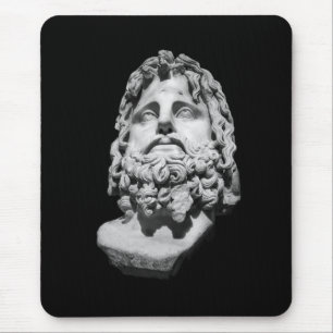 Greco Roman Marble Bust Classical Black and White  Mouse Pad